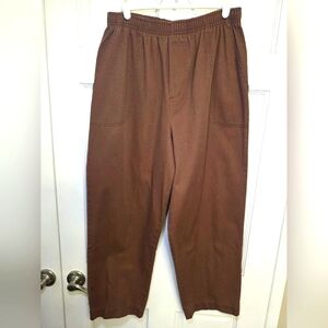 Cabin Creek Elastic Stretch Waist Pull On Pants- Size 14 Brown